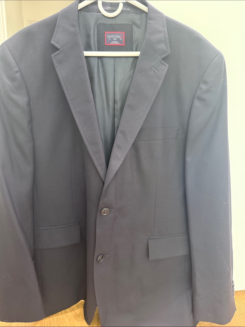 UNTUCKit Men’s 44R Navy 100% Wool Half Canvas Italian Fabric Blazer